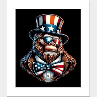 Bigfoot Patriotic Sunglasses American Flag 4th of July Posters and Art